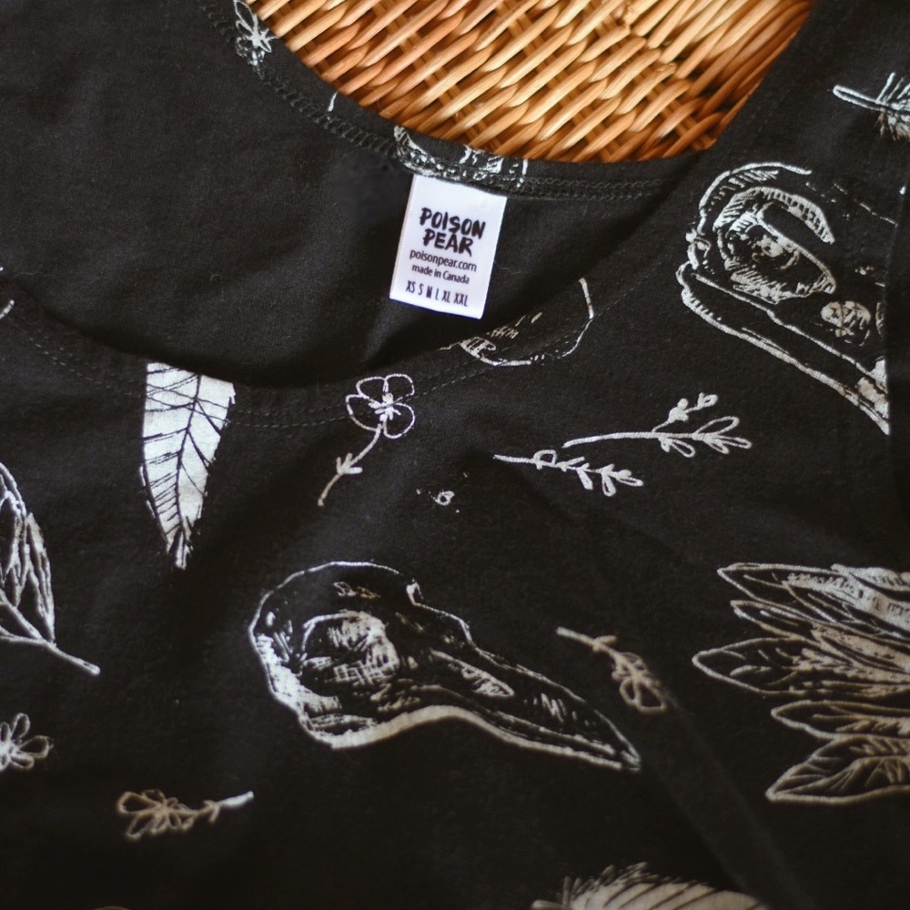 Bird Skull + Foliage Cropped Tank ~ Handmade In Canada